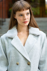 Freja Women's Black Wool Coat – Double-Breasted, Elegant Winter Jacket, Warm & Stylish - Onze Montreal Gray / XS Annick