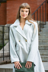 Freja Women's Black Wool Coat – Double-Breasted, Elegant Winter Jacket, Warm & Stylish - Onze Montreal Gray / XS Annick