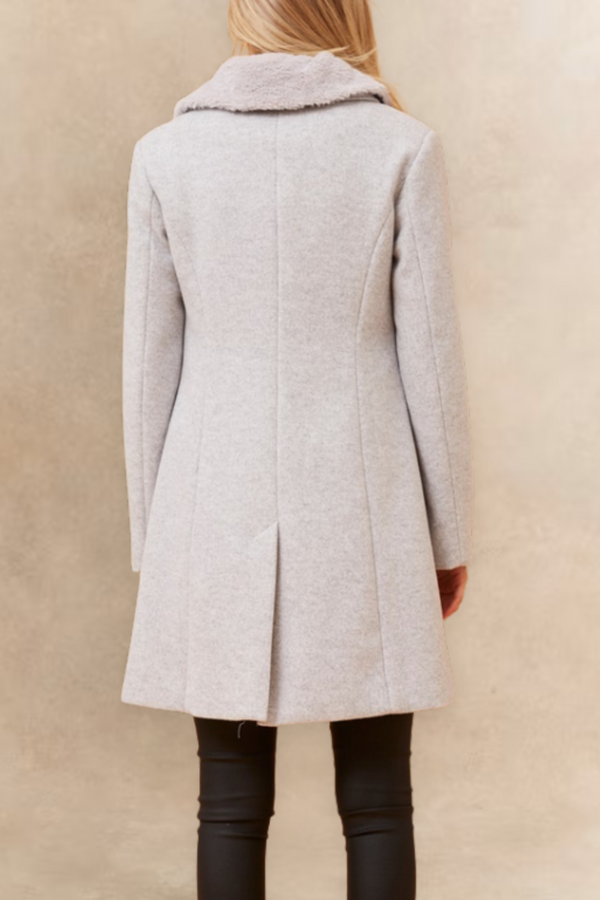 Freja Manteau Croisé Revers Cranté Élégant Chaud Chic