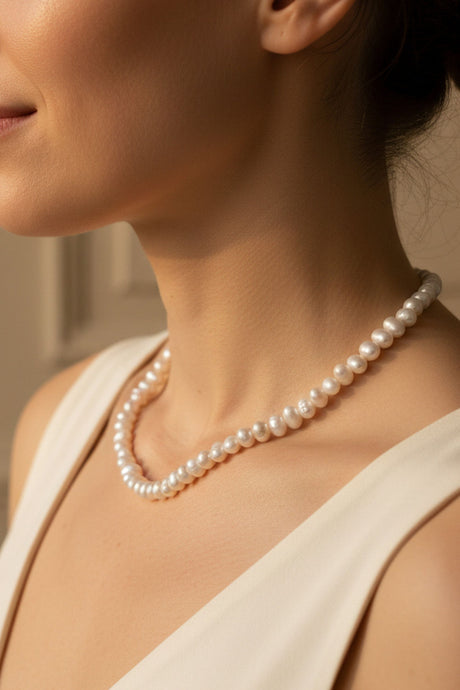 Freshwater Pearl Necklace with Silver Clasp