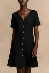 Monique Full Size Button-Front Short Sleeve Tiered Dress Plus Size