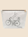 Girl On Bike Pouch Natural Canvas - Onze Montreal