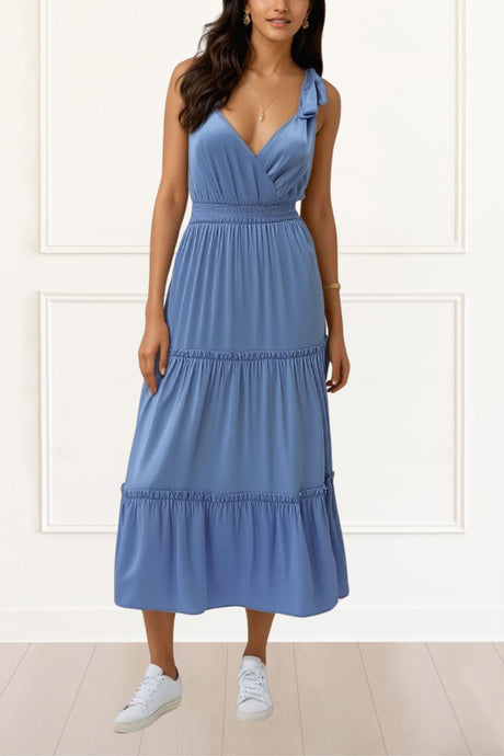 Gloria Maxi Dress V-Neck Shoulder Straps Solid