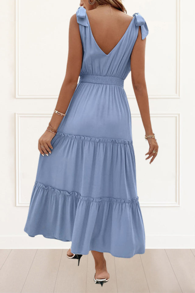 Gloria Maxi Dress V-Neck Shoulder Straps Solid