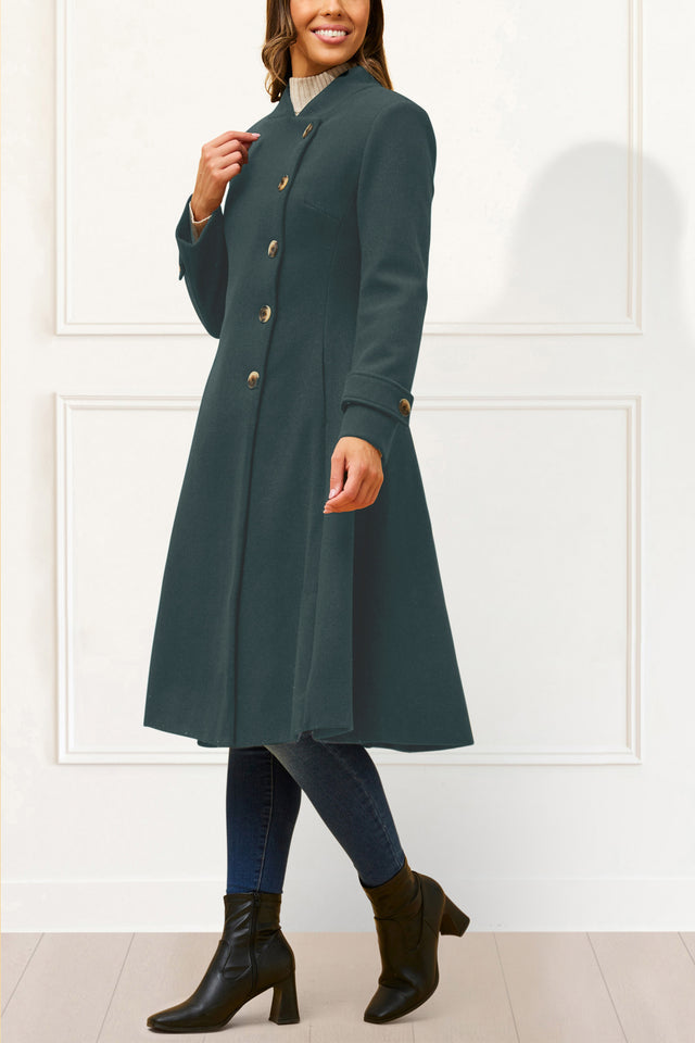 Harper Retro Flared Coat Side Buttons