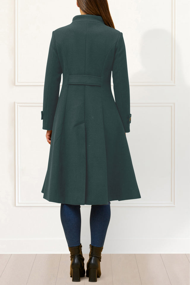 Harper Retro Flared Coat Side Buttons