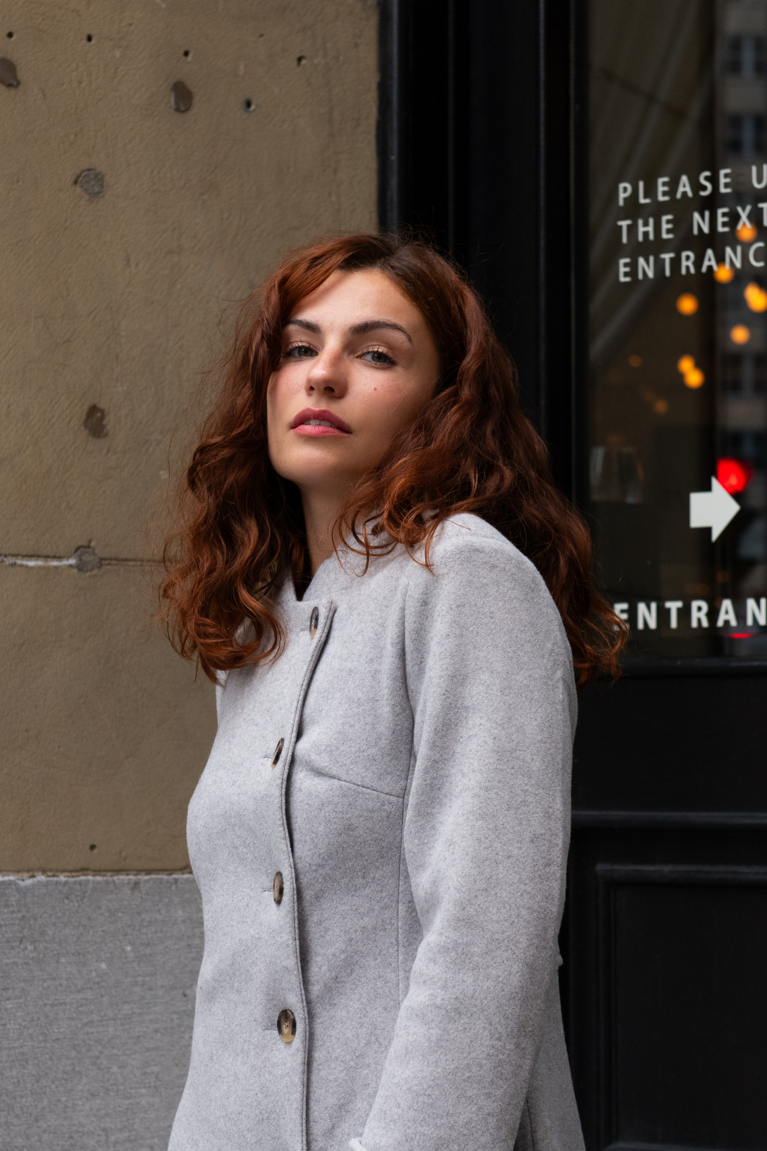 Harper Retro Flared Coat Side Buttons Elegant