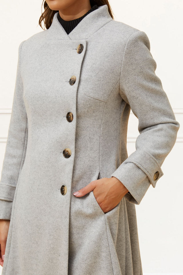 Harper Retro Flared Coat Side Buttons