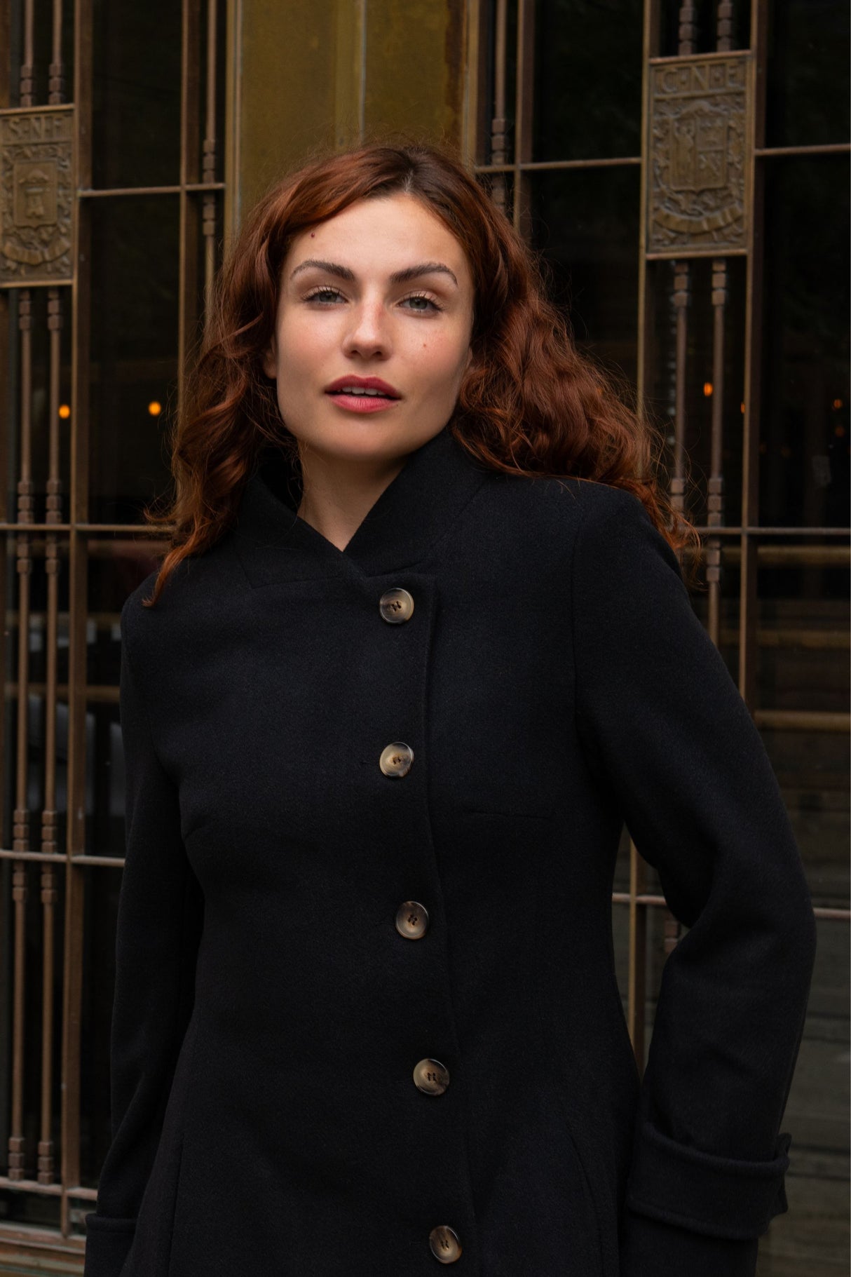 Harper Retro Flared Coat Side Buttons - Onze Montreal Beige / XS Annick