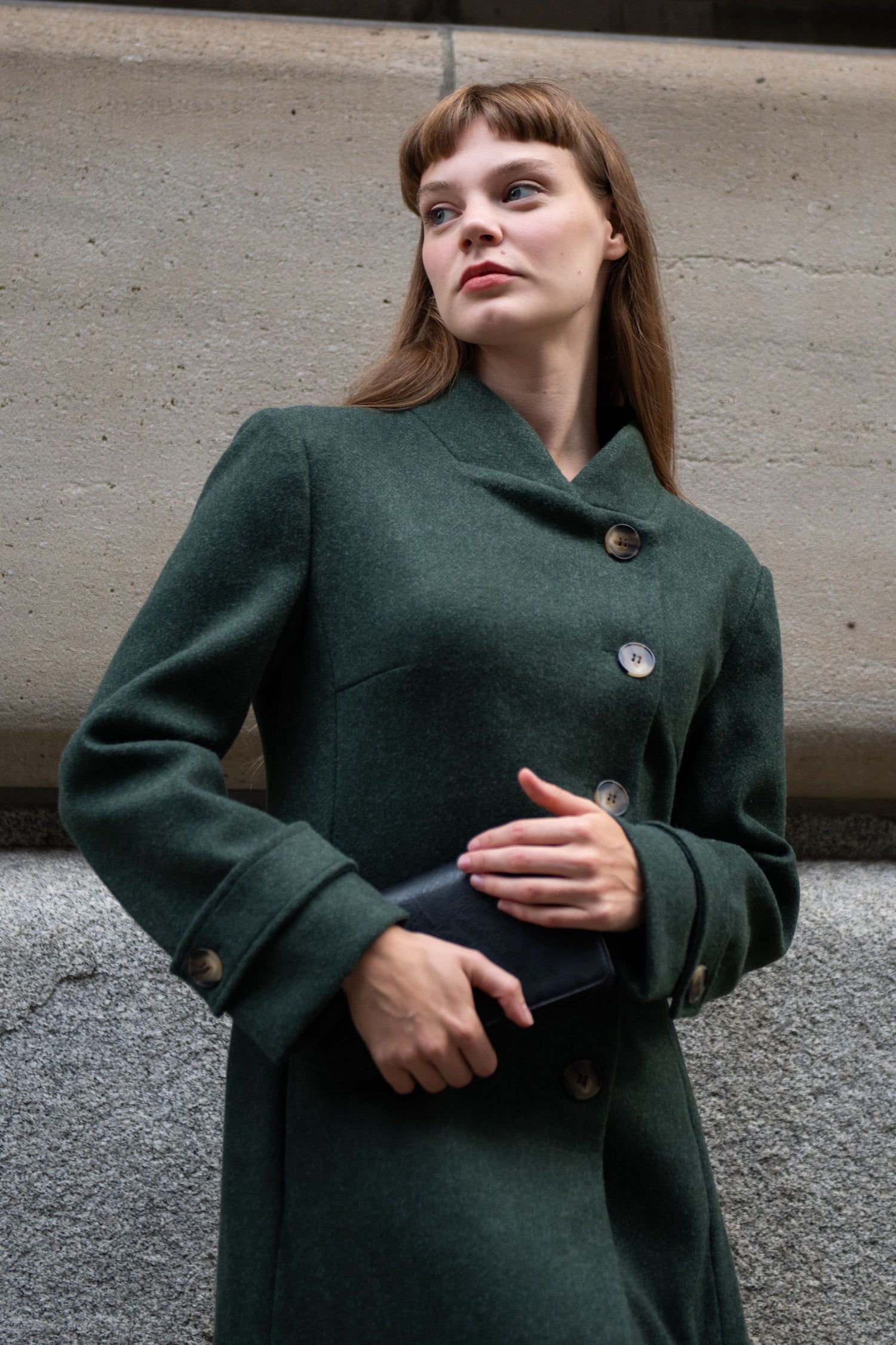 Harper Retro Flared Coat Side Buttons - Onze Montreal Beige / XS Annick