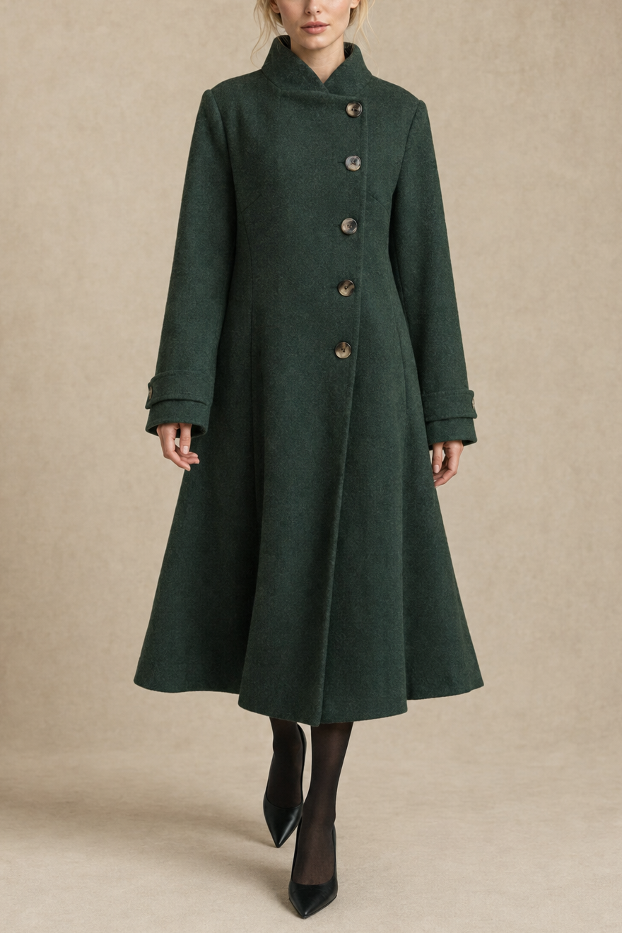Harper Manteau Évasé Rétro Boutons Latéraux
