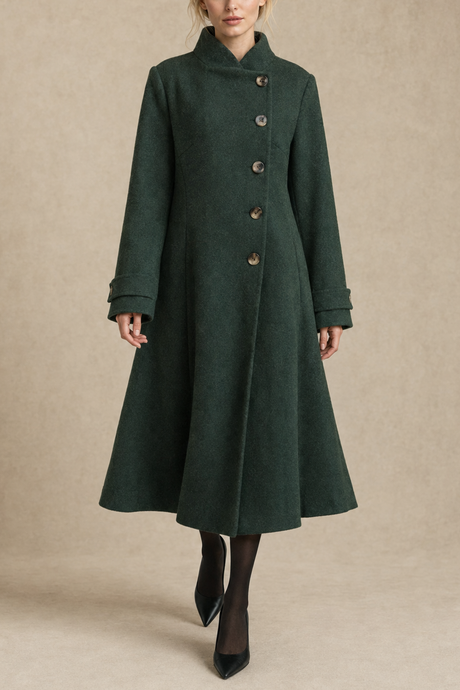Harper Manteau Évasé Rétro Boutons Latéraux
