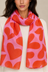 Bold Heart Print Scarf – Pink & Red