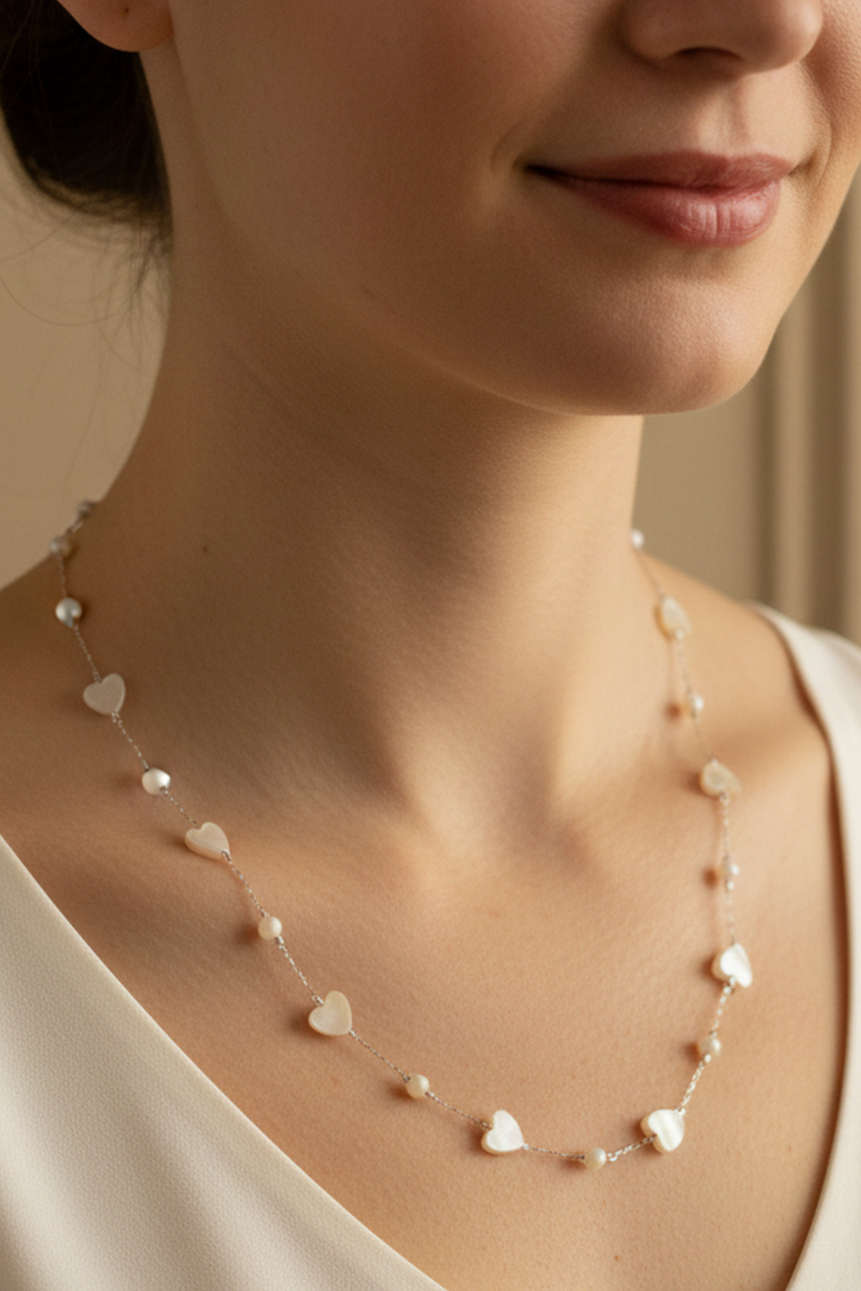 Collier Chaînette Cœurs & Perles