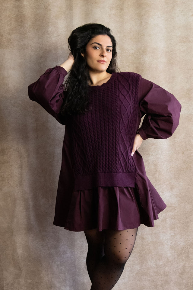 Helga Oversize Faux Layer Tunic Shirt Dress