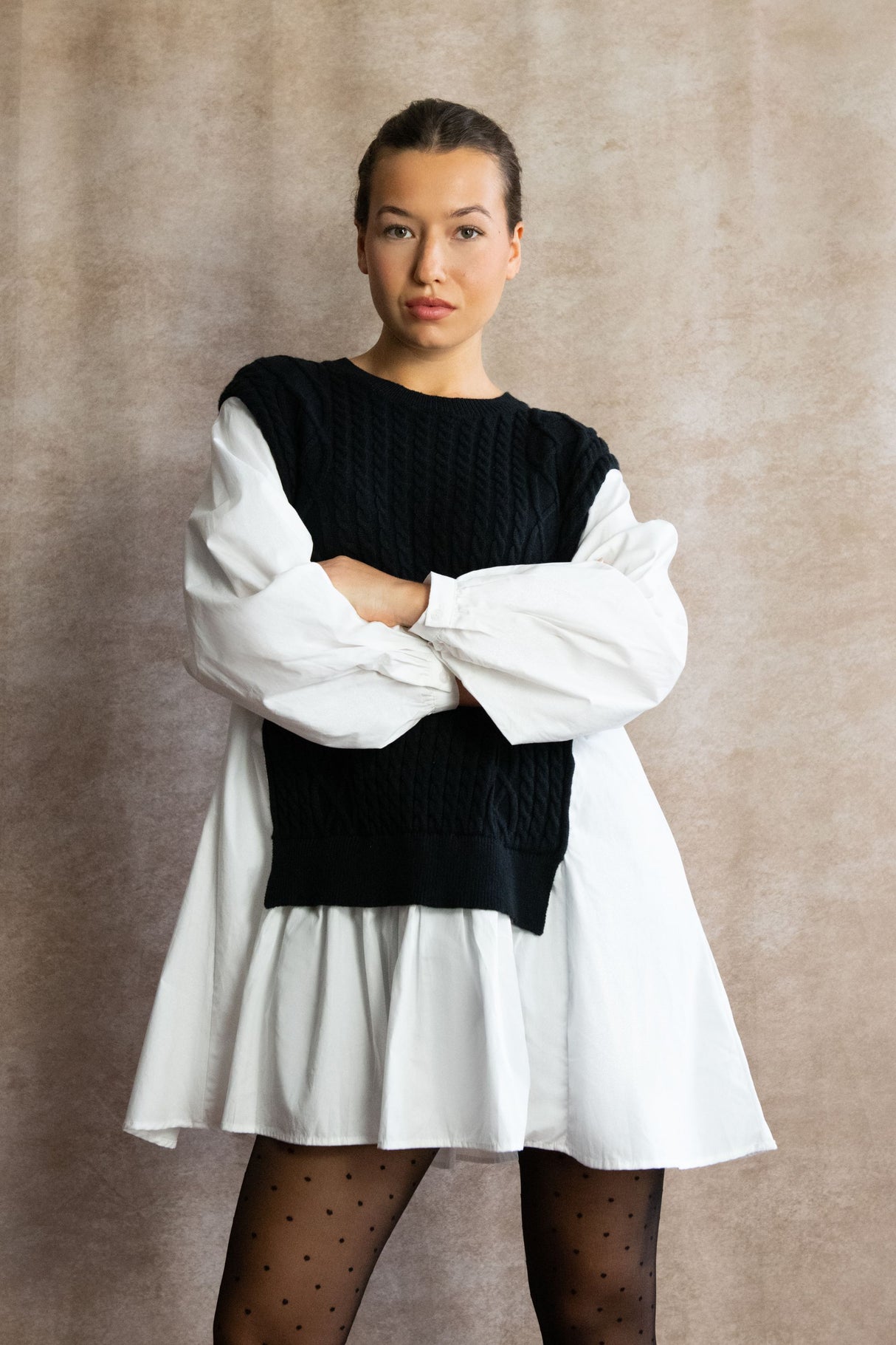 Helga Oversize Faux Layer Tunic Shirt Dress - Onze Montreal Burgundy / S Annick