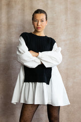 Helga Oversize Faux Layer Tunic Shirt Dress - Onze Montreal Burgundy / S Annick