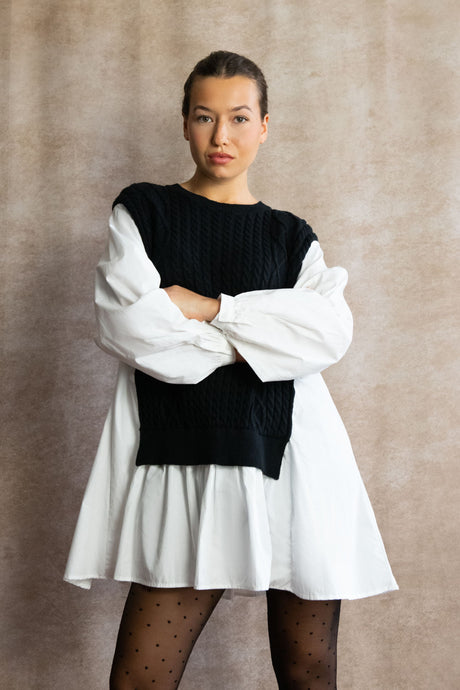 Helga Oversize Faux Layer Tunic Shirt Dress - Onze Montreal Burgundy / S Annick