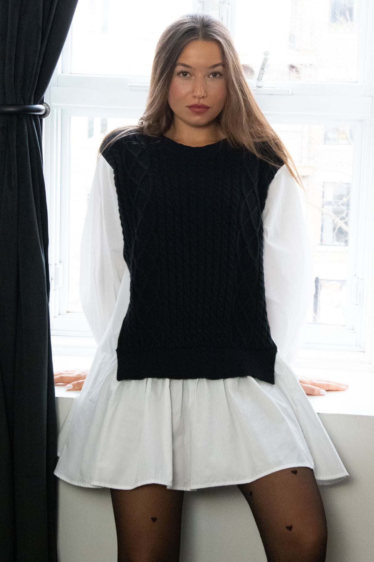 Helga Oversize Faux Layer Tunic Shirt Dress - Onze Montreal Burgundy / S Annick