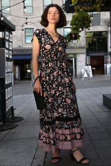 PRE-SALE | Michelle Floral Midi Dress V-Neck Cap Sleeves