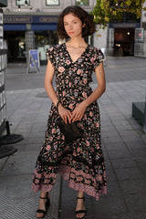 PRE-SALE | Michelle Floral Midi Dress V-Neck Cap Sleeves