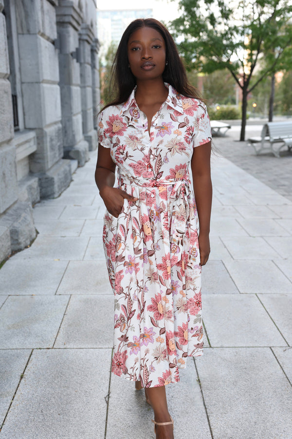 Augustine Midi Shirt Dress Floral Print