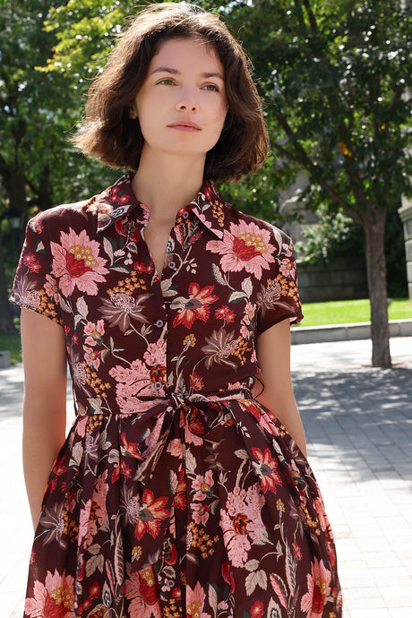 PRE-SALE | Augustine Midi Shirt Dress Floral Print