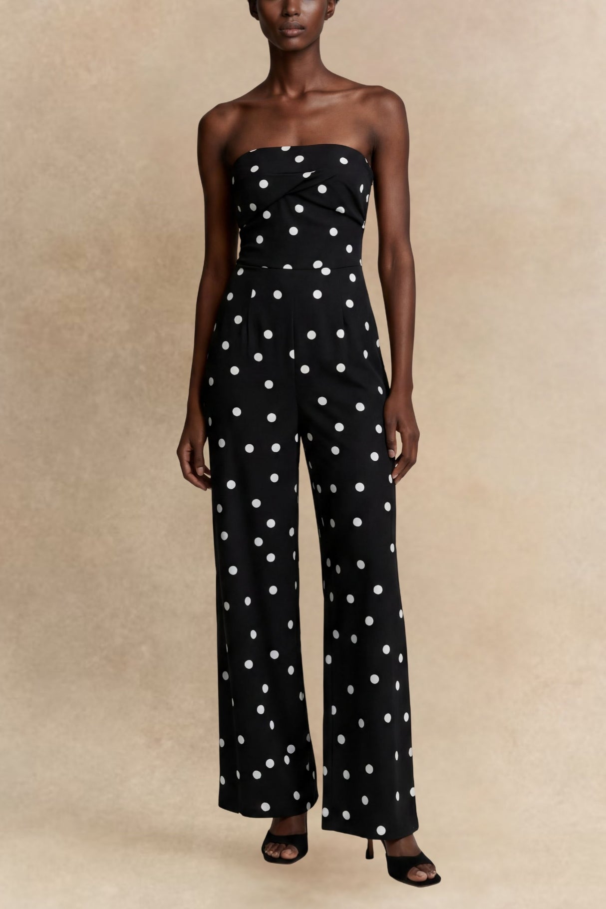 Imane Combinaison Pantalon Bustier Ample Pois 