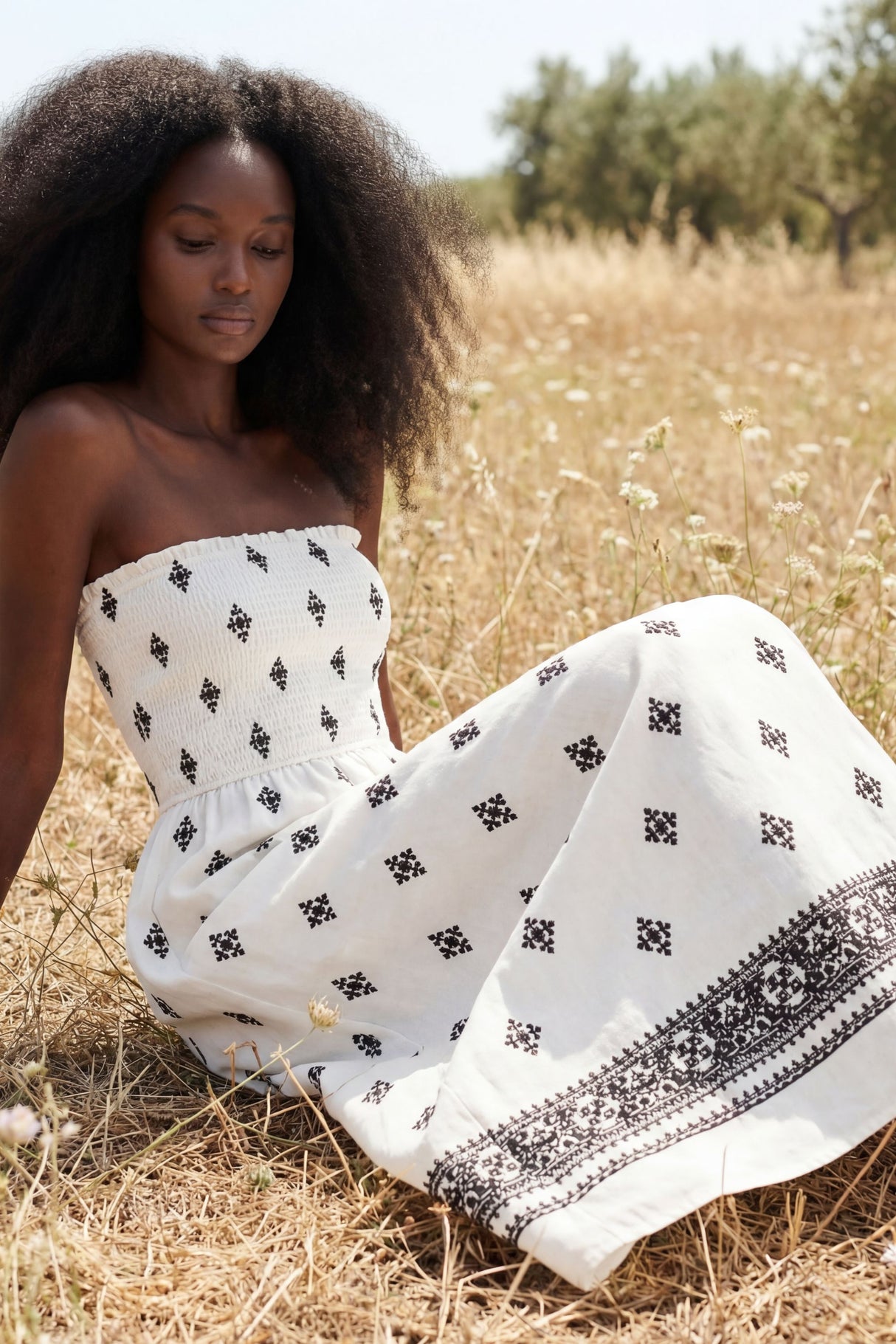 Janine Robe Midi Bustier Froncée