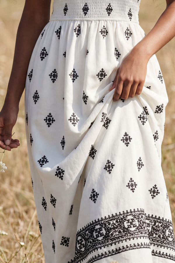 Janine Robe Midi Bustier Froncée