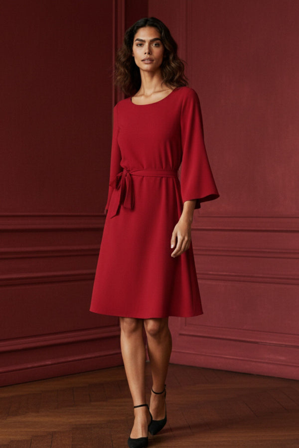 Robe unie Jennifer avec ceinture