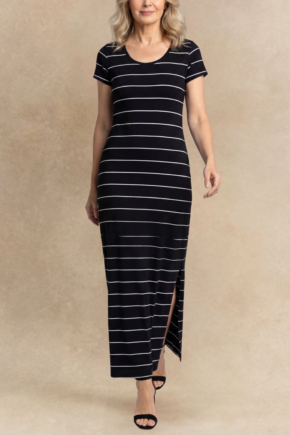 Jillian Robe Midi Décontractée Rayures 