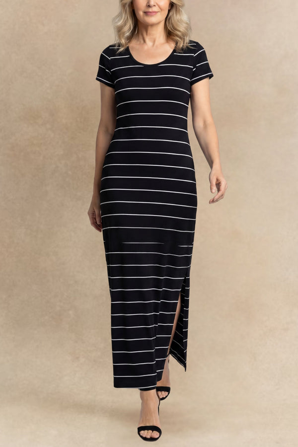 Jillian Robe Midi Décontractée Rayures 