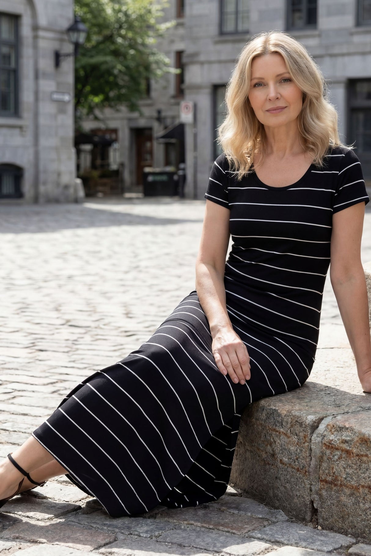 Jillian Robe Midi Décontractée Rayures 