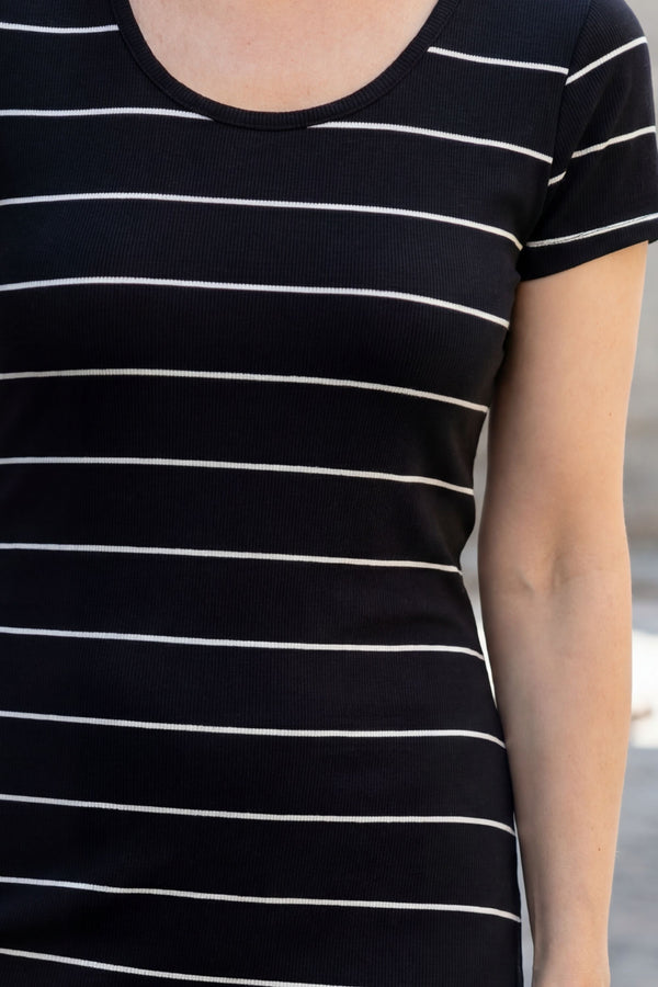 Jillian Robe Midi Décontractée Rayures 