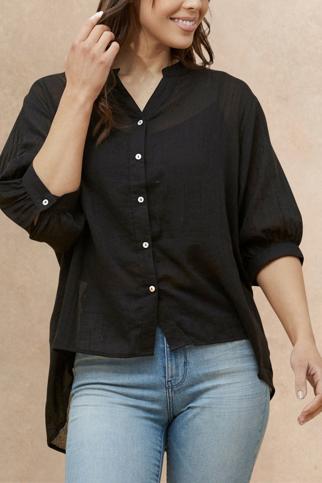 Roxanne Oversized Shirt – Lightweight Semi-Sheer Cotton Blend
