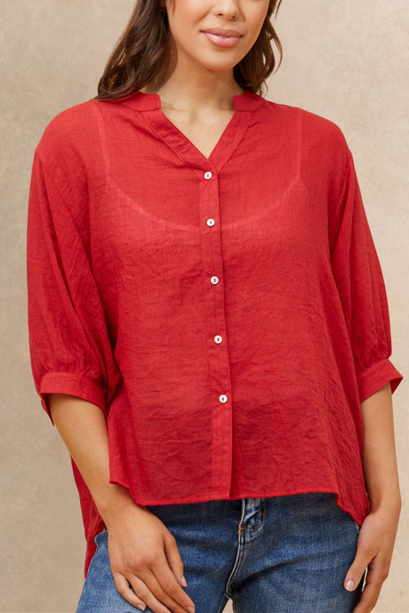 Roxanne Chemise Buttons Oversize – Tissu Léger Semi-Transparent Mélange de Cotons