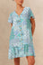 Sabine Robe Courte Bohème à Motif Cachemire - Col V, Boutonnée, Manches Courtes