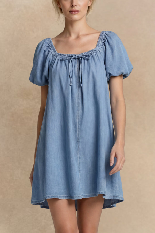 Joelle Robe Jean Épaules Dénudées Nœud