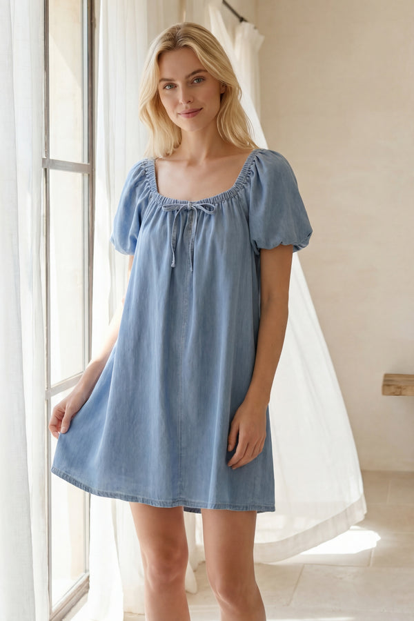 Joelle Robe Jean Épaules Dénudées Nœud