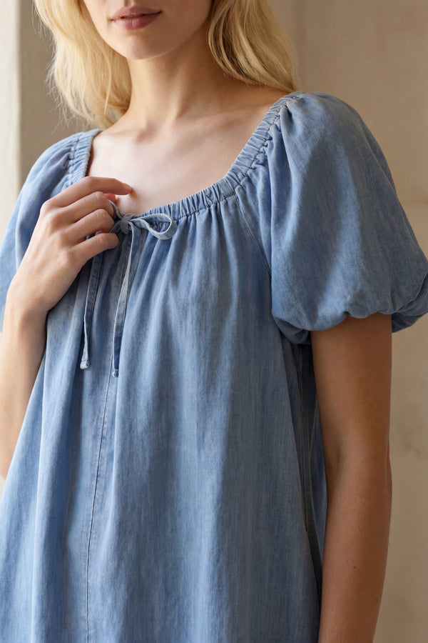 Joelle Robe Jean Épaules Dénudées Nœud