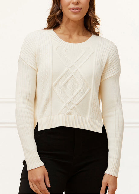 Bernadette Cable Knit Sweater Long Sleeves