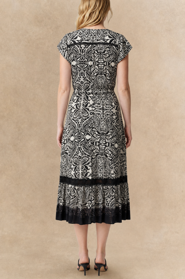 Kayla Boho V-Neck Midi Dress