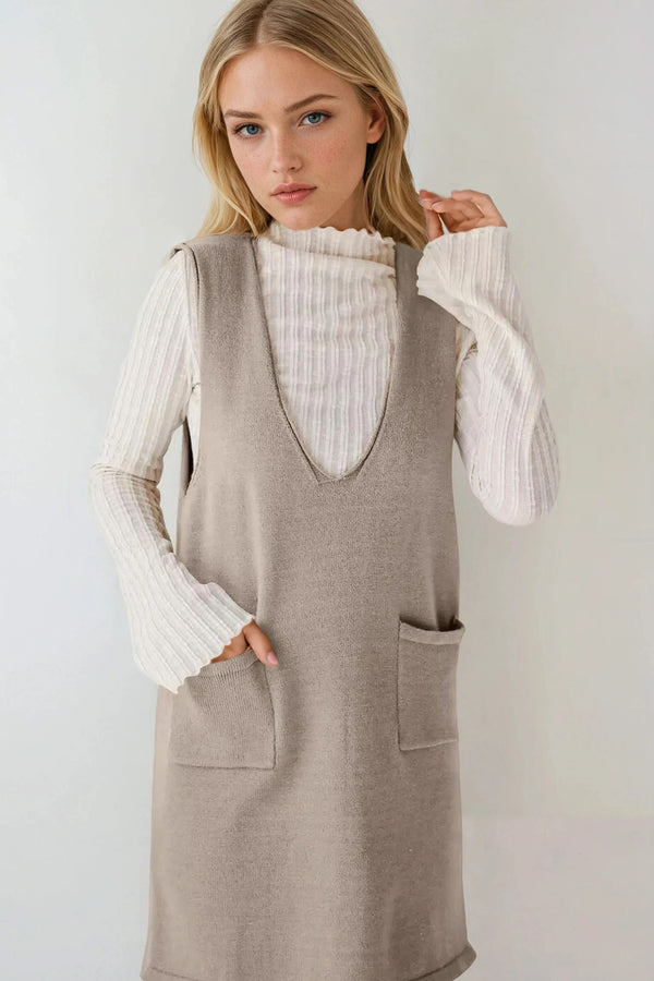 Kelly Robe en Tricot Sans Manches avec Poches