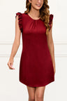 Liana Shift Dress Round Neck Cap Sleeves Solid