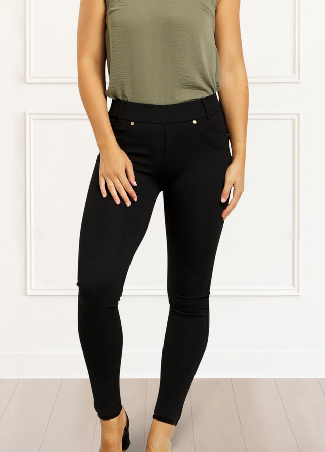 Lisa Stretch Pants Quality Jeggings Solid Black