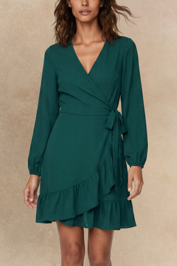 Laurette Robe Portefeuille Ourlet Plissé