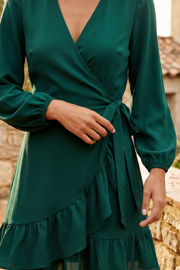 Laurette Robe Portefeuille Ourlet Plissé