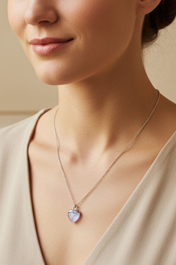 Collier Cœur Rose Quartz