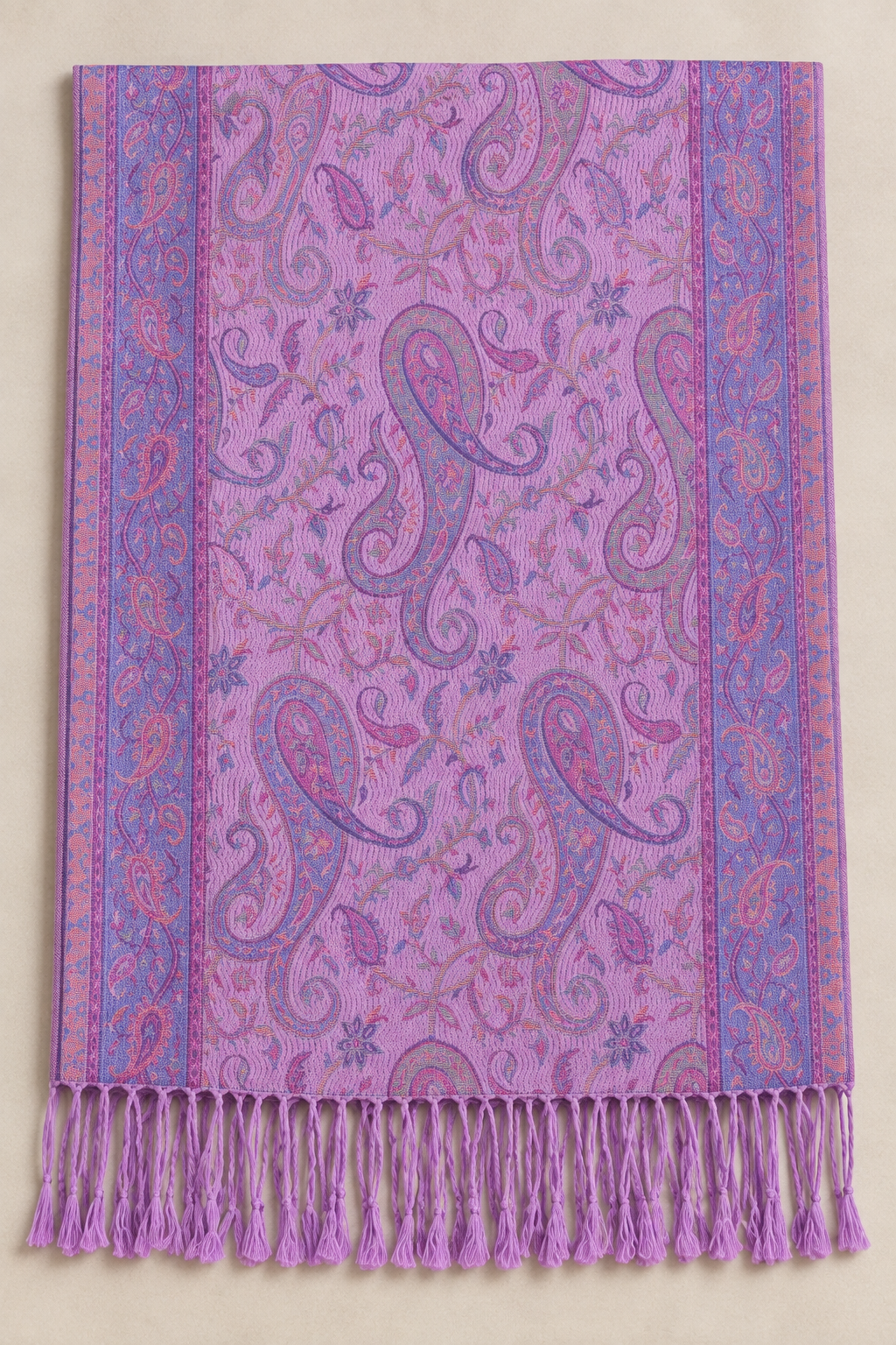Écharpe Pashmina Violette Motif Jacquard